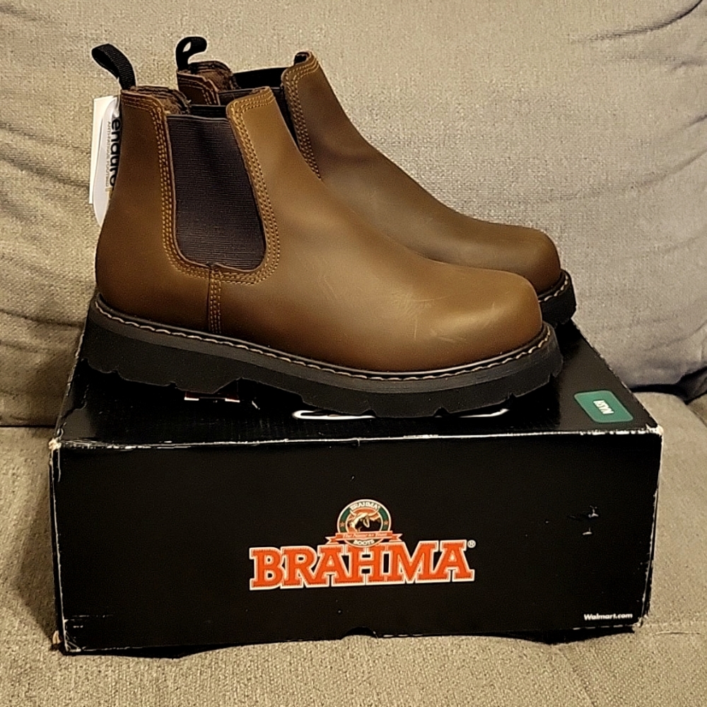 Brahma Leather Work Slip-on Boots NASH Brown Enduro Pro Oil Resistant